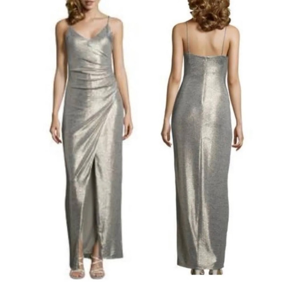 Betsy & Adam Dresses Betsy & Adam Silver Metallic Evening Size 2